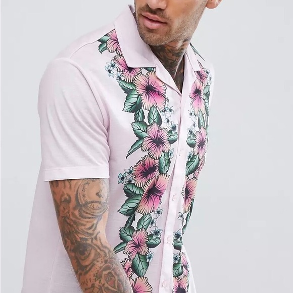 Urban Threads Floral Print Revere Collar Shirt - Picture 7 of 9